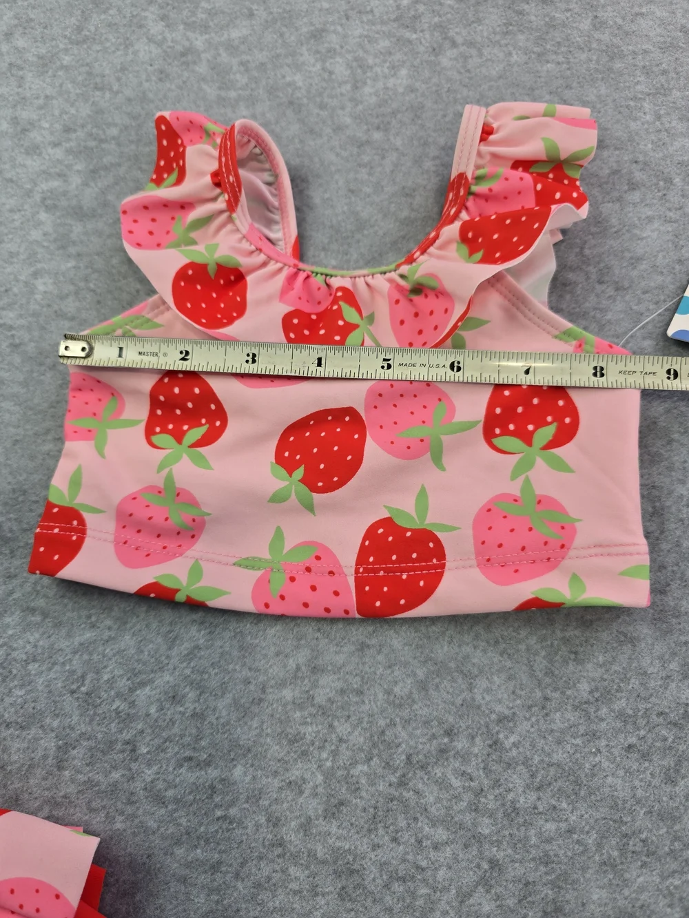 NWT Little Me Strawberry Print Ruffle Two-Piece Girls Swimsuit - Pink & Red 18M